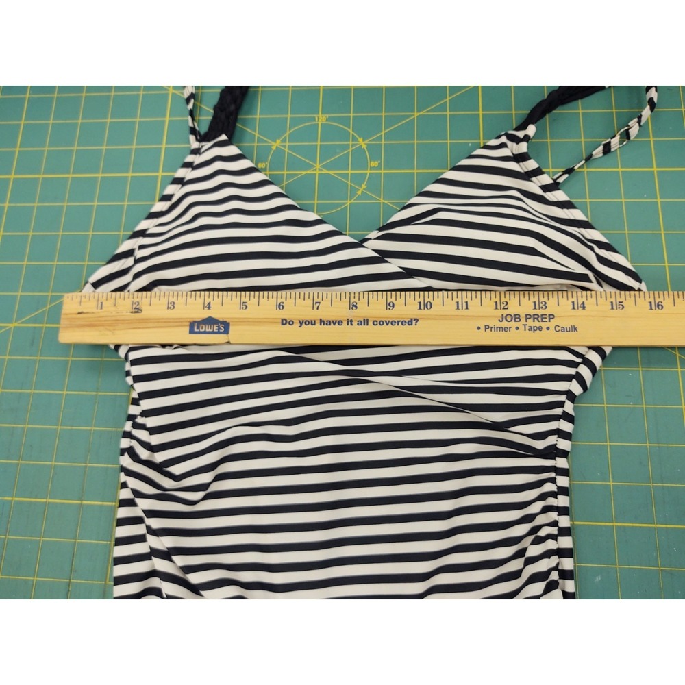 Merona Size M Black & White Striped No Wire Padded Bra Swimsuit Bathing Suit - Picture 10 of 12